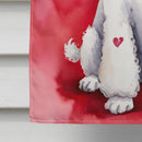 White Poodle My Valentine House Flag