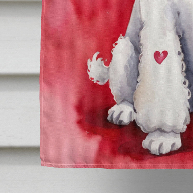 White Poodle My Valentine House Flag