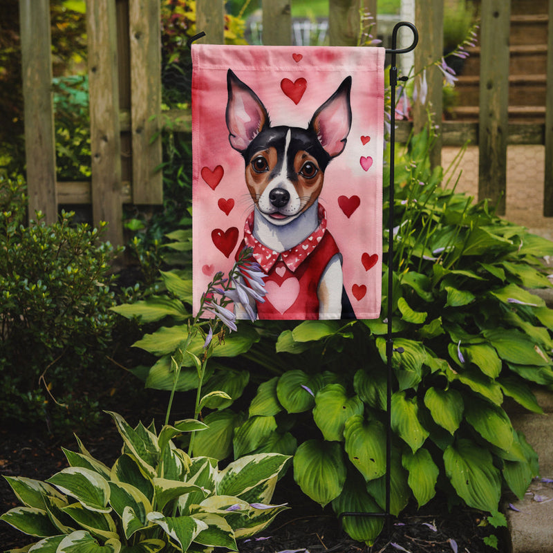 Rat Terrier Valentine’s Day Garden Flag – Dog-Themed Heart Yard Decor