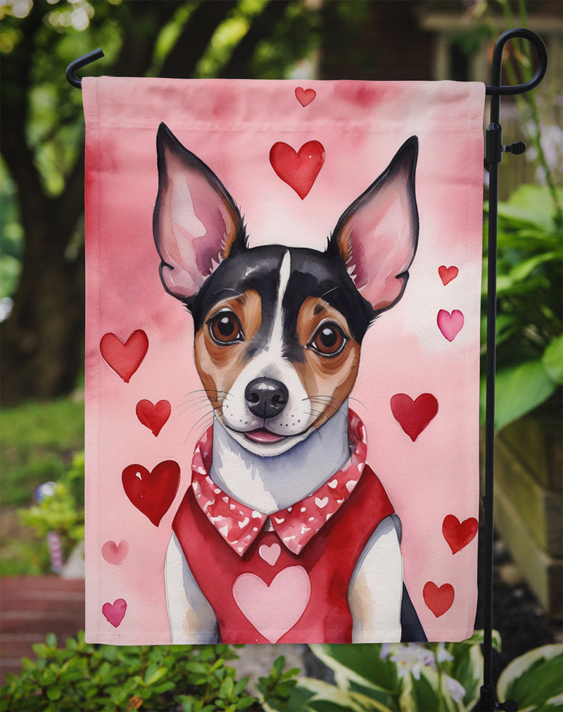Rat Terrier Valentine’s Day Garden Flag – Dog-Themed Heart Yard Decor