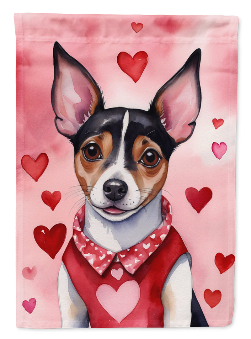 Rat Terrier Valentine’s Day Garden Flag – Dog-Themed Heart Yard Decor