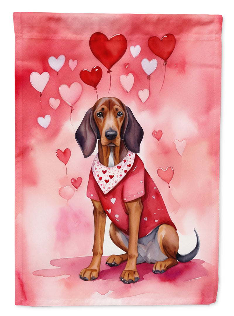 Redbone Coonhound My Valentine House Flag