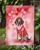 Redbone Coonhound Valentine’s Day Garden Flag – Dog-Themed Heart Yard Decor