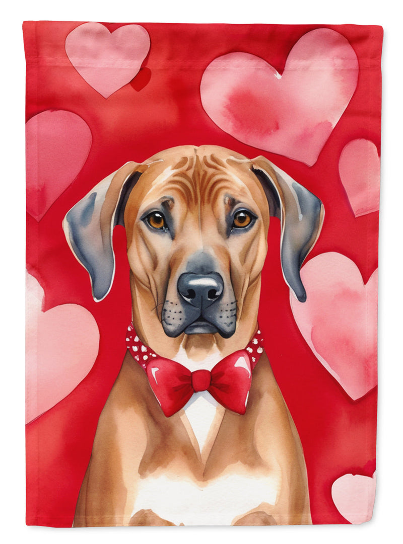 Rhodesian Ridgeback Valentine’s Day Garden Flag – Dog-Themed Heart Yard Decor