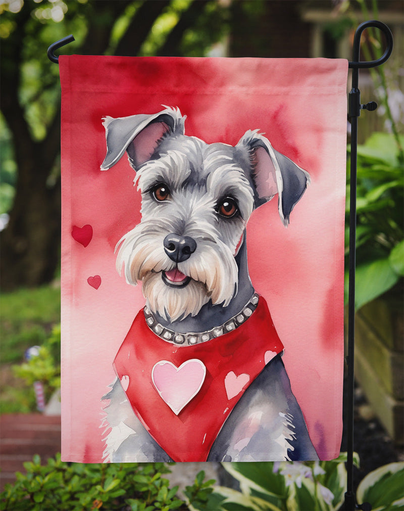 Schnauzer Valentine’s Day Garden Flag – Dog-Themed Heart Yard Decor