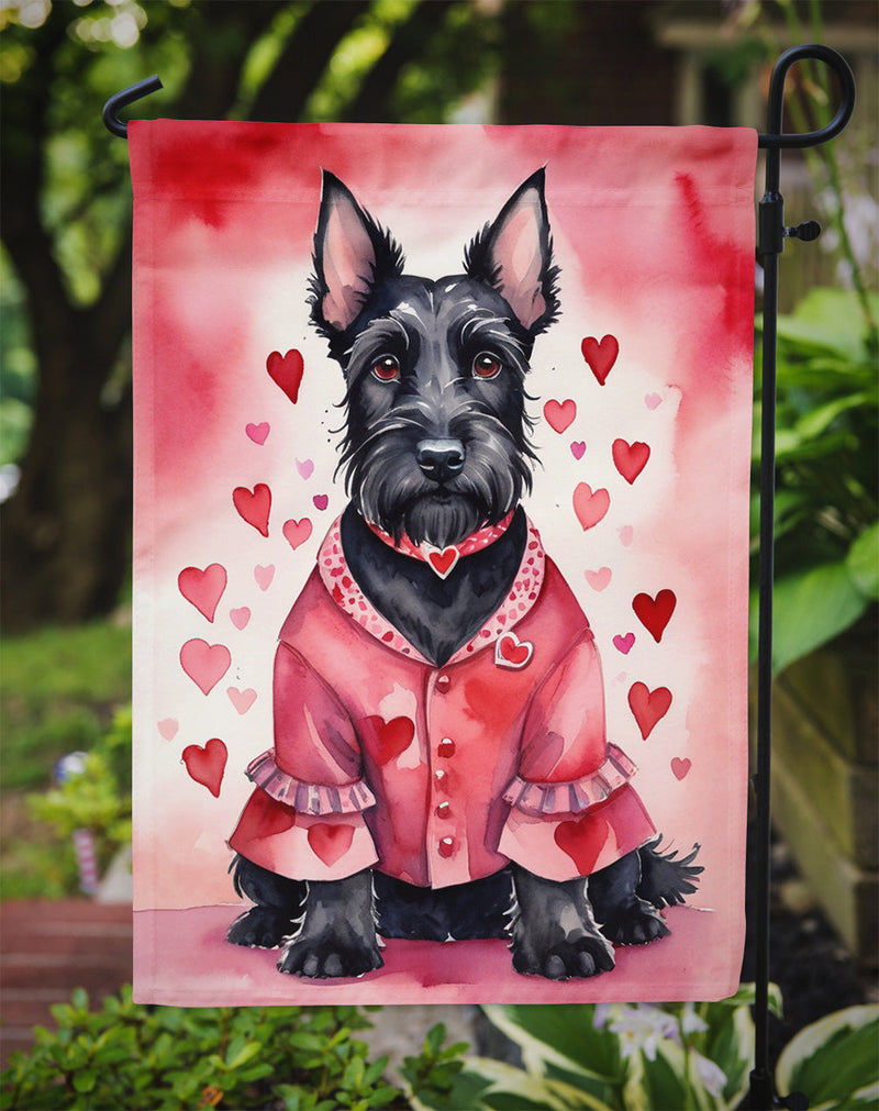 Scottish Terrier Valentine’s Day Garden Flag – Dog-Themed Heart Yard Decor