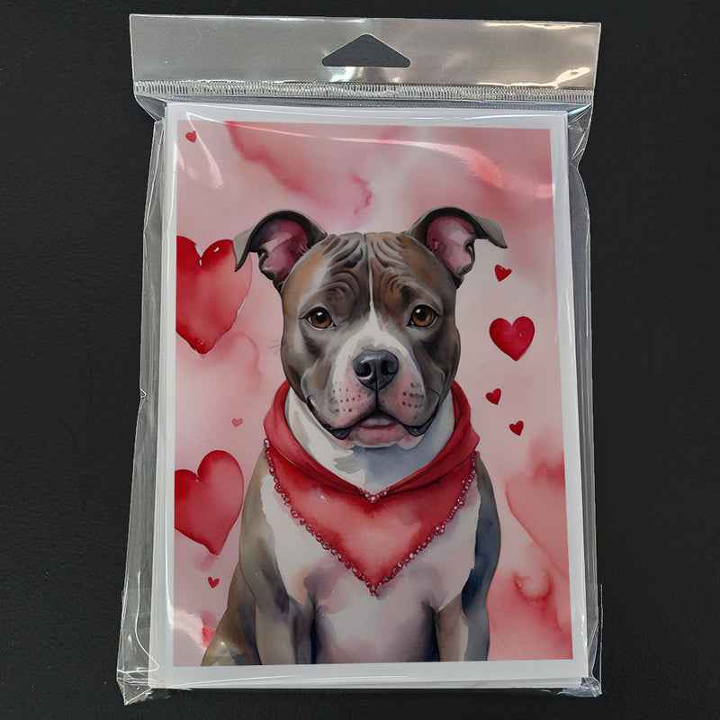 Staffordshire Bull Terrier My Valentine Greeting Cards Pack of 8