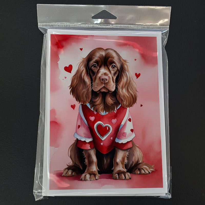 Sussex Spaniel My Valentine Greeting Cards Pack of 8