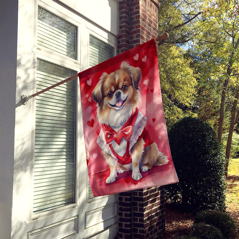 Tibetan Spaniel My Valentine House Flag