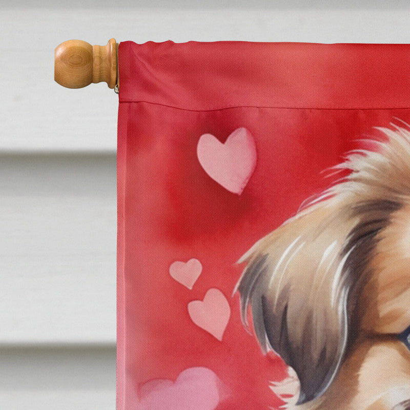 Tibetan Spaniel My Valentine House Flag