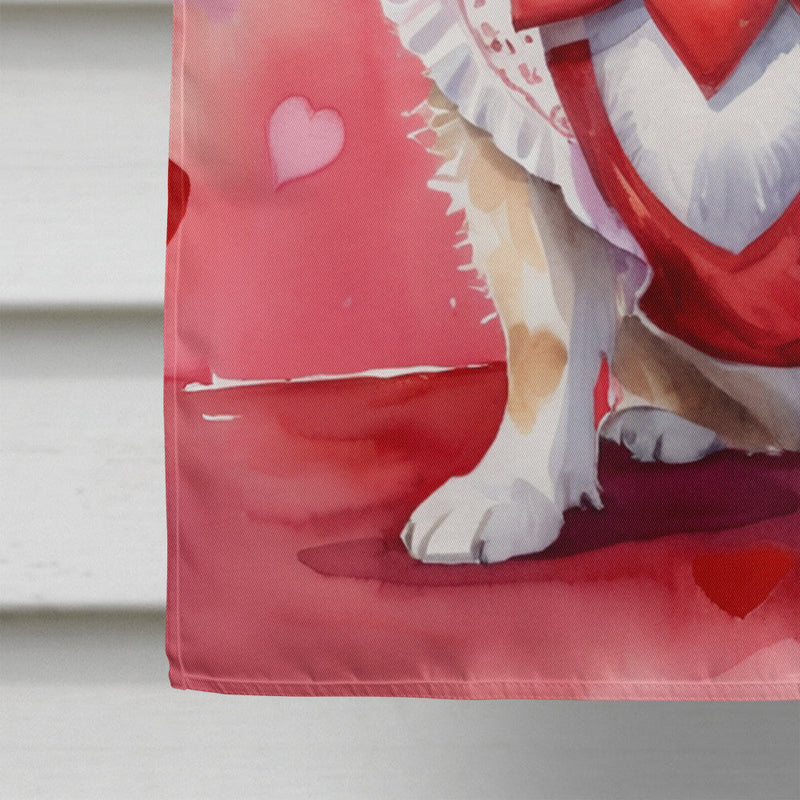 Tibetan Spaniel My Valentine House Flag