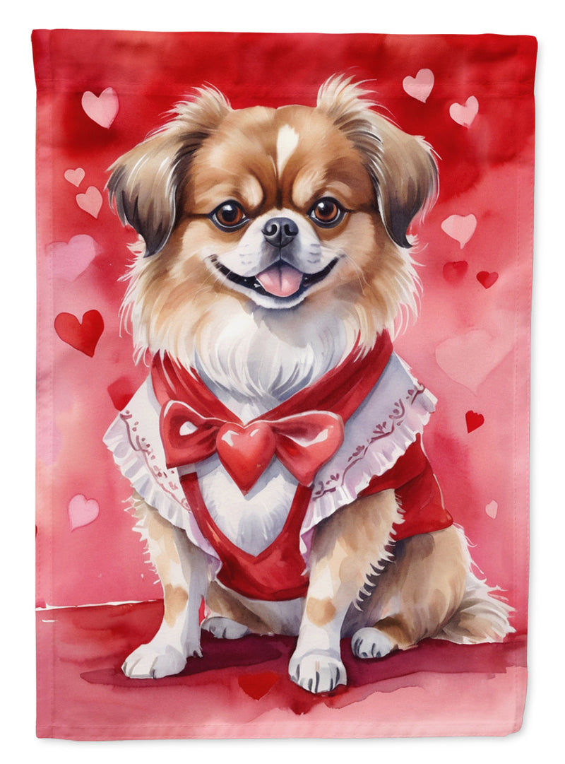 Tibetan Spaniel My Valentine House Flag