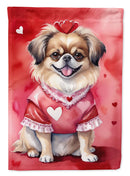 Tibetan Spaniel Valentine’s Day Garden Flag – Dog-Themed Heart Yard Decor
