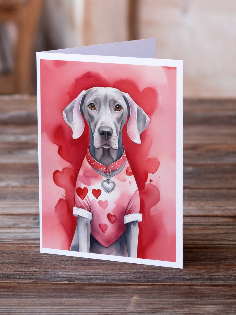 Weimaraner My Valentine Greeting Cards Pack of 8