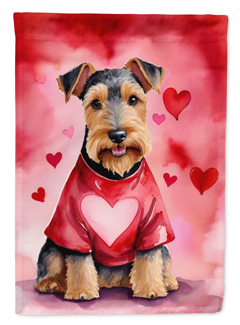 Welsh Terrier My Valentine House Flag