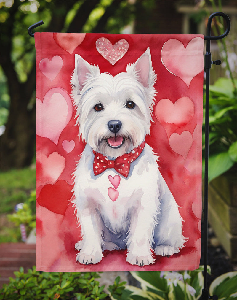 Westie Valentine’s Day Garden Flag – Dog-Themed Heart Yard Decor