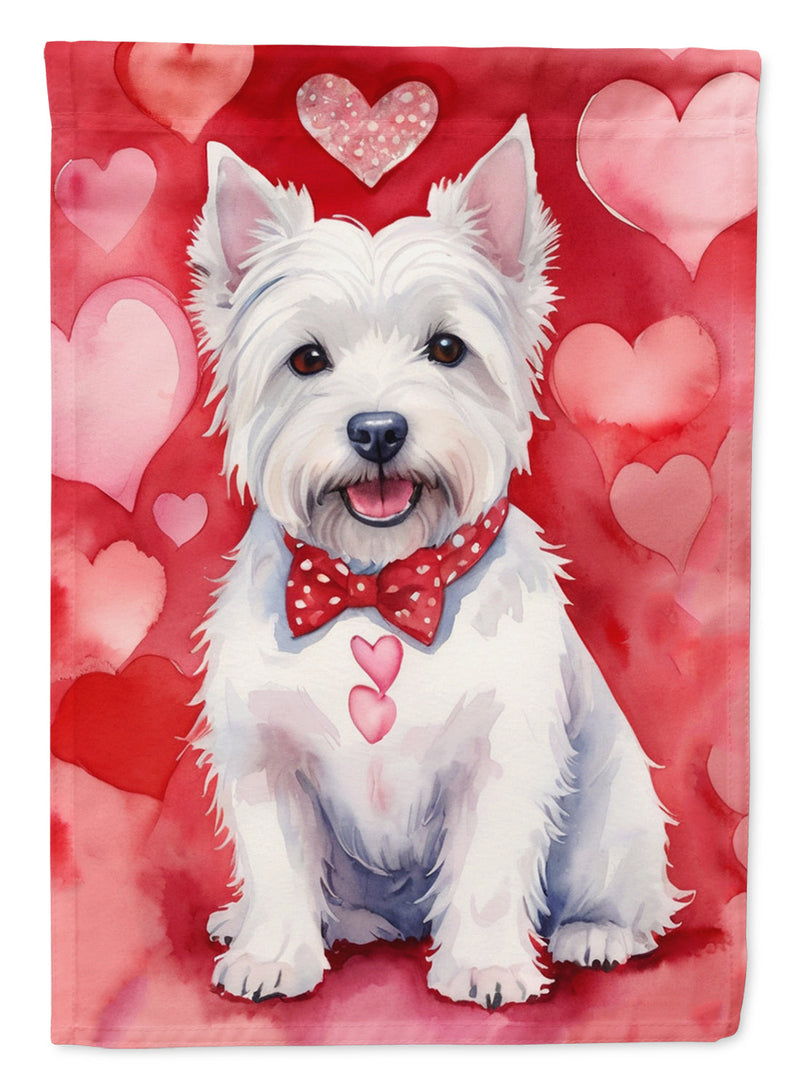 Westie Valentine’s Day Garden Flag – Dog-Themed Heart Yard Decor