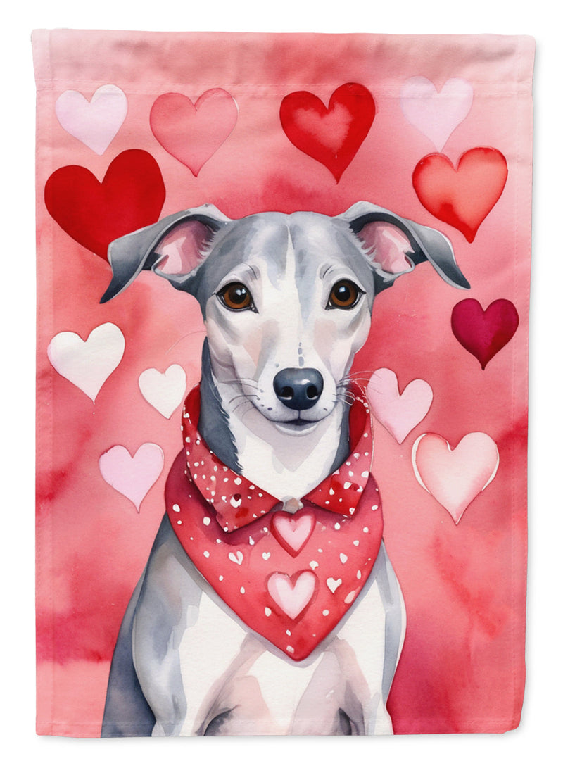 Whippet My Valentine House Flag