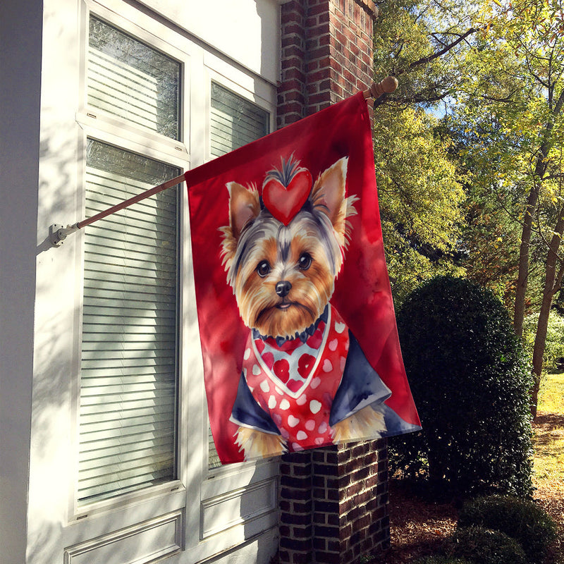 Yorkshire Terrier My Valentine House Flag