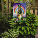 Afghan Hound St. Patrick’s Day Garden Flag – Dog with Pot of Gold & Rainbow Yard Decor