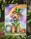 Airedale Terrier St. Patrick’s Day Garden Flag – Dog with Pot of Gold & Rainbow Yard Decor