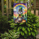 Alaskan Klee Kai St. Patrick’s Day Garden Flag – Dog with Pot of Gold & Rainbow Yard Decor