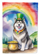 Alaskan Malamute St. Patrick’s Day Garden Flag – Dog with Pot of Gold & Rainbow Yard Decor