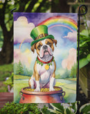American Bulldog St. Patrick’s Day Garden Flag – Dog with Pot of Gold & Rainbow Yard Decor