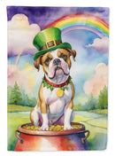 American Bulldog St. Patrick’s Day Garden Flag – Dog with Pot of Gold & Rainbow Yard Decor
