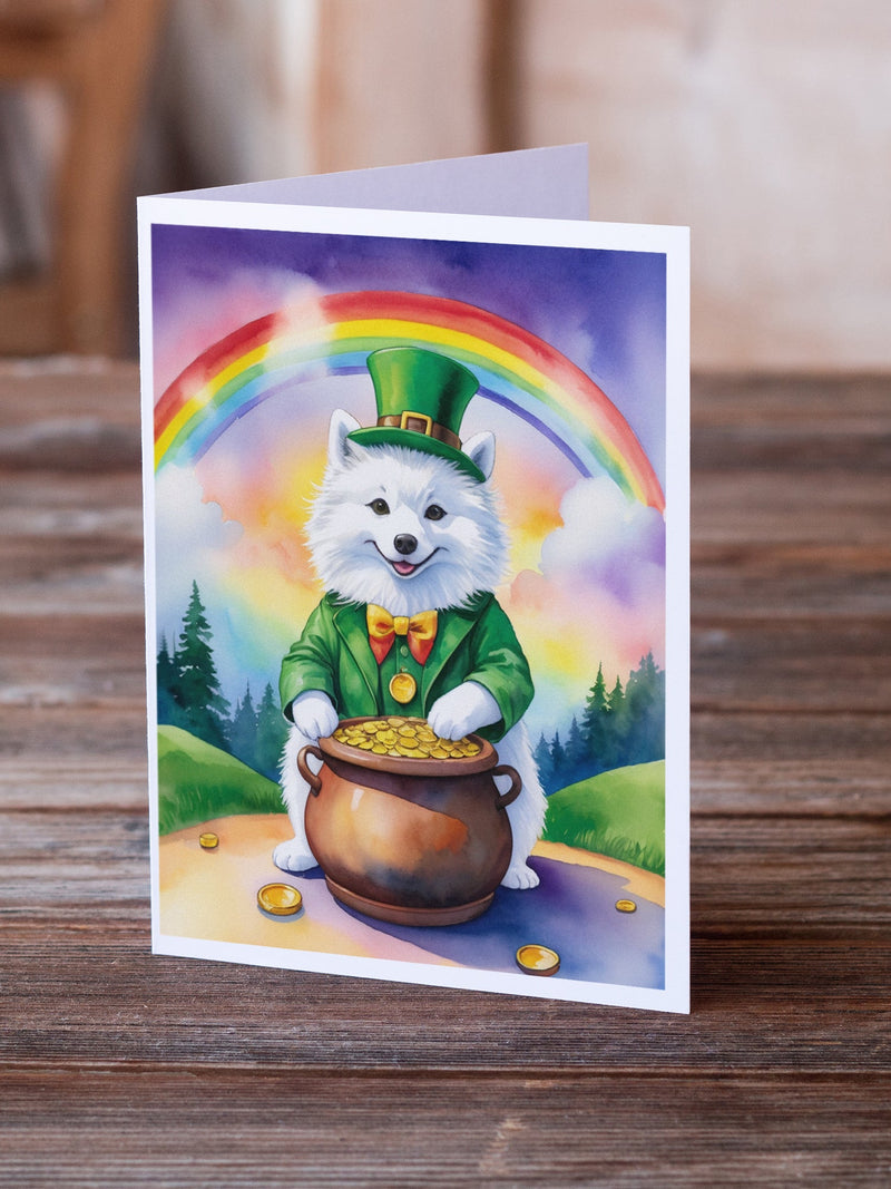 American Eskimo St Patrick's Day Greeting Cards - Blank Note Cards – 8-Pack of Artist-Designed Cards with Envelopes