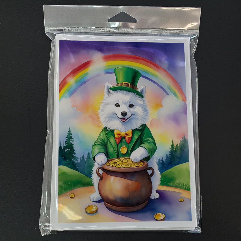 American Eskimo St Patrick's Day Greeting Cards - Blank Note Cards – 8-Pack of Artist-Designed Cards with Envelopes