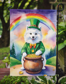 American Eskimo St. Patrick’s Day Garden Flag – Dog with Pot of Gold & Rainbow Yard Decor