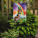 American Foxhound St. Patrick’s Day Garden Flag – Dog with Pot of Gold & Rainbow Yard Decor