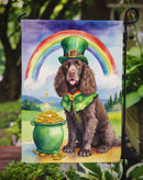 American Water Spaniel St. Patrick’s Day Garden Flag – Dog with Pot of Gold & Rainbow Yard Decor