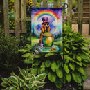 Bloodhound St. Patrick’s Day Garden Flag – Dog with Pot of Gold & Rainbow Yard Decor