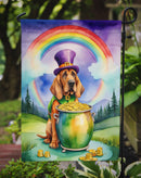 Bloodhound St. Patrick’s Day Garden Flag – Dog with Pot of Gold & Rainbow Yard Decor