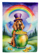 Bloodhound St. Patrick’s Day Garden Flag – Dog with Pot of Gold & Rainbow Yard Decor