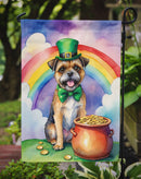 Border Terrier St. Patrick’s Day Garden Flag – Dog with Pot of Gold & Rainbow Yard Decor