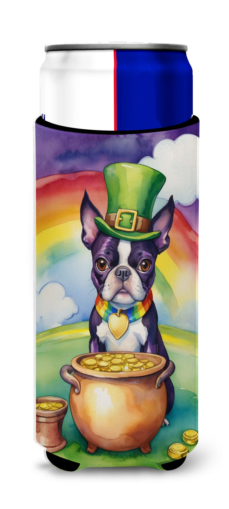 Boston Terrier St Patrick's Day Slim Can Huggers – Fun, Functional Drink Coolers for Every Occasion