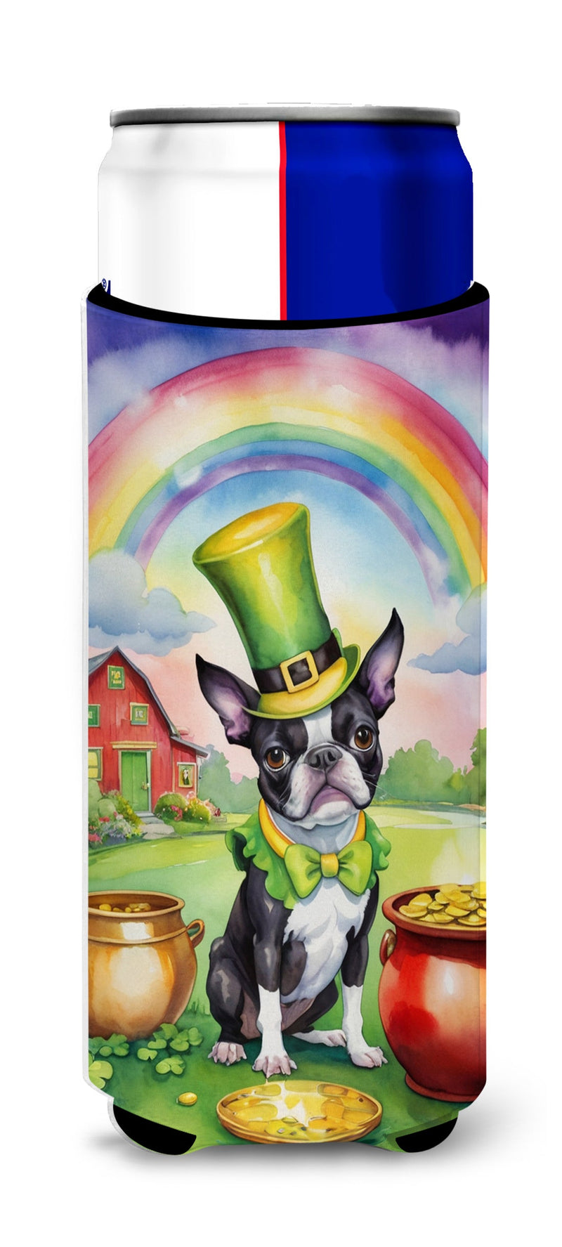 Boston Terrier St Patrick's Day Slim Can Huggers – Fun, Functional Drink Coolers for Every Occasion