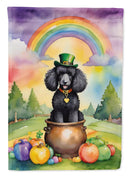 Black Poodle St. Patrick’s Day Garden Flag – Dog with Pot of Gold & Rainbow Yard Decor