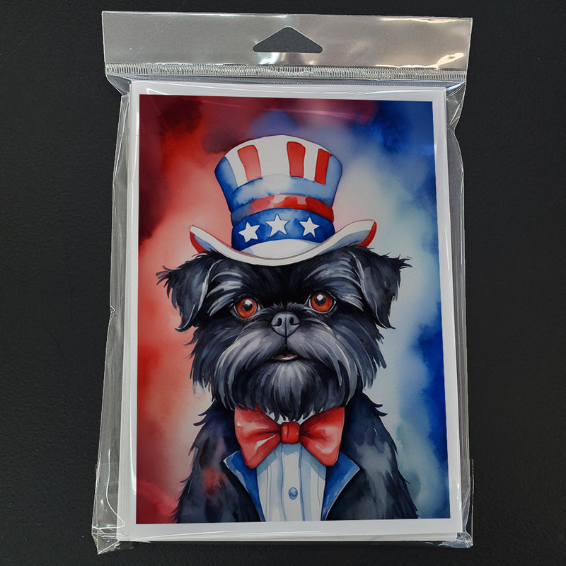 Affenpinscher Patriotic American Greeting Cards Pack of 8