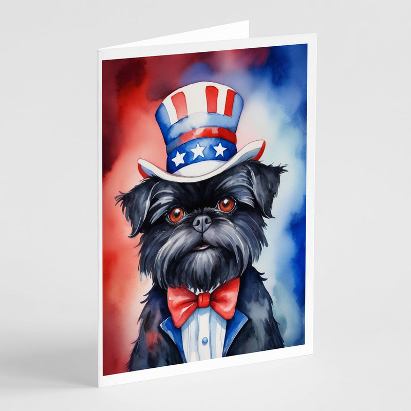 Affenpinscher Patriotic American Greeting Cards Pack of 8