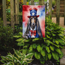 Afghan Hound Patriotic American Garden Flag – Dog in Uncle Sam Hat | Red, White & Blue Outdoor Decor