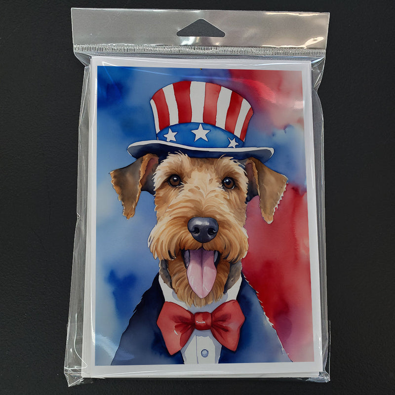 Airedale Terrier Patriotic American Greeting Cards Pack of 8