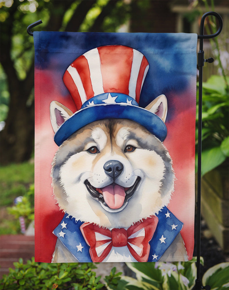 Akita Patriotic American Garden Flag – Dog in Uncle Sam Hat | Red, White & Blue Outdoor Decor