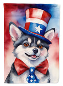 Alaskan Klee Kai Patriotic American Garden Flag – Dog in Uncle Sam Hat | Red, White & Blue Outdoor Decor