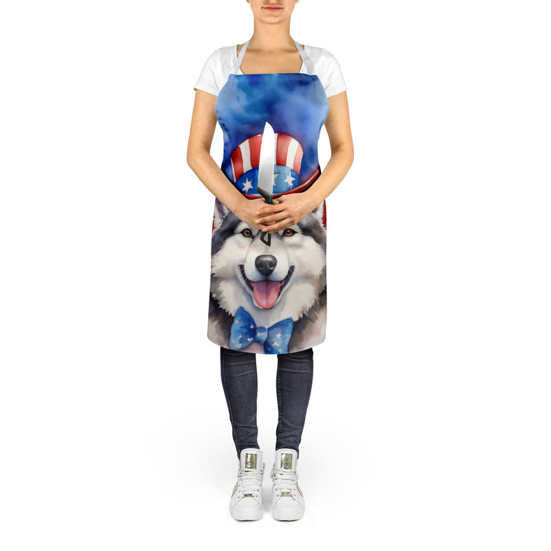 Alaskan Malamute Patriotic American Apron – Artist-Designed Kitchen, BBQ & Craft Apron