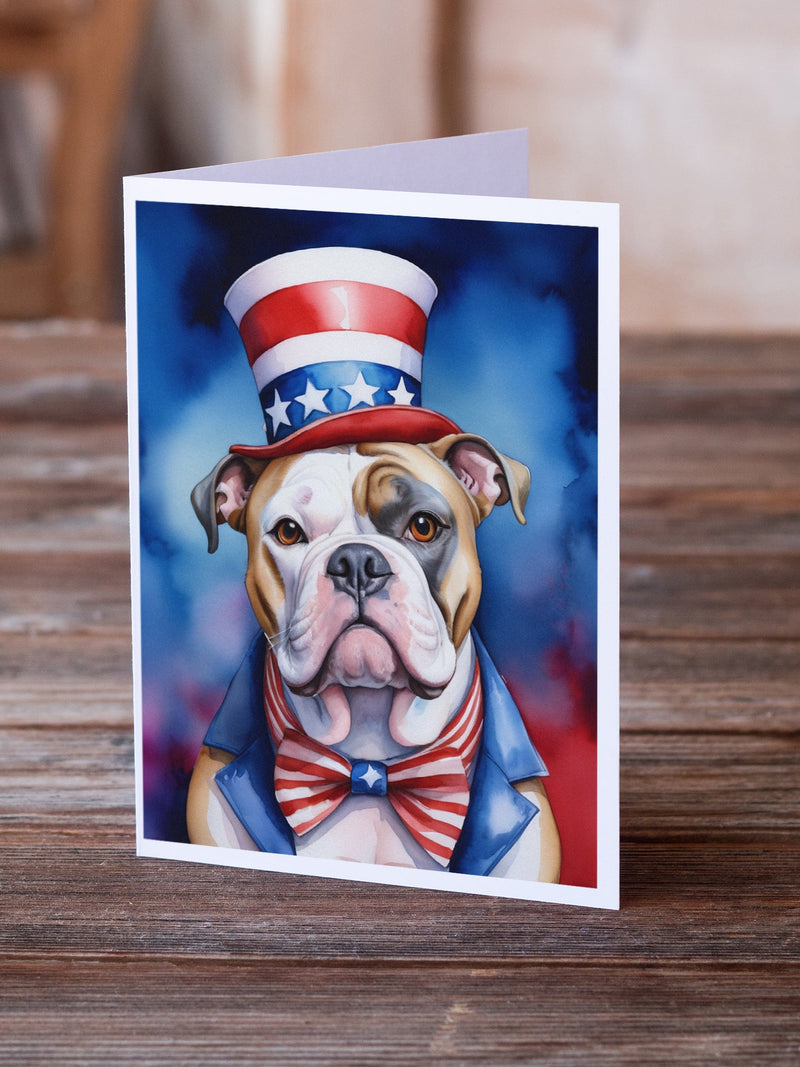 American Bulldog Patriotic American Greeting Cards Pack of 8