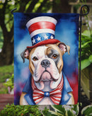 American Bulldog Patriotic American Garden Flag – Dog in Uncle Sam Hat | Red, White & Blue Outdoor Decor